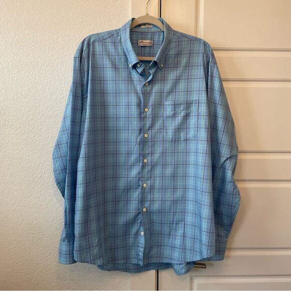Peter Millar Button Down Shirt Blue/Blue - Picture 2 of 4